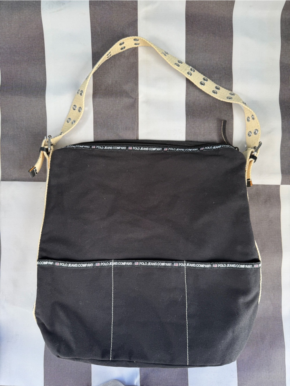 Ralph Lauren Polo Jeans Co. Black Canvas Bag Y2K Vintage